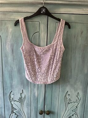 Marks & Spencer Bustier lavender crop top, soft ribbed front panel, size M, $25